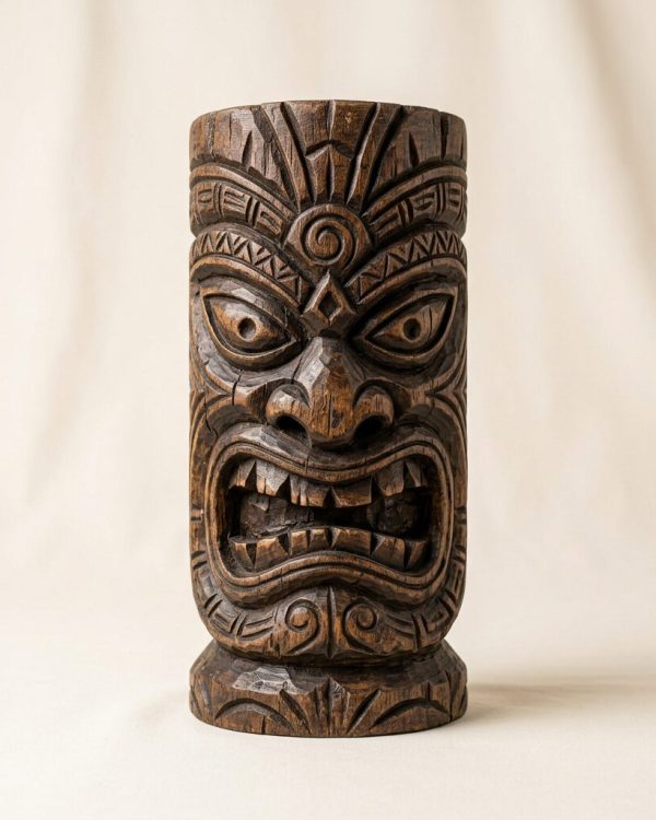 Handcrafted Tiki Head Sculpture